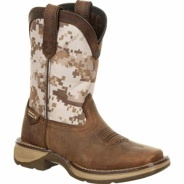 Durango Lil' Rebel by Big Kids Desert Camo Western Boot, Dusty Brown/Desert Camo, M, Size 3.5 DBT0208Y